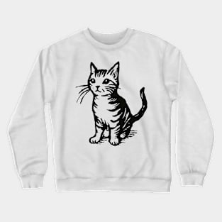 Stick figure cat in black ink Crewneck Sweatshirt